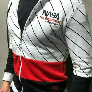 STRIPED TRACKSUIT HOODED NASA EMBROIDERY